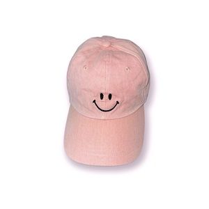 Cotton Candy Pink Smiley Face Adjustable Hat For Men/Women-Polo Style Visor Cap